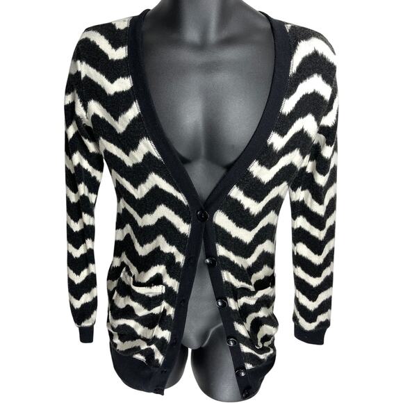 Love Tree Cardigan Sweater Size S Black White Striped Long Sleeve Button Up Y2K - Picture 1 of 5